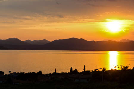 Sunset at leake Garda - Veneto - Italyの写真素材