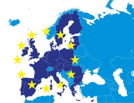 European union members on Europe mapのイラスト素材