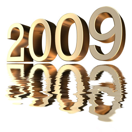 3D 2009 with reflection on white backgroundの写真素材