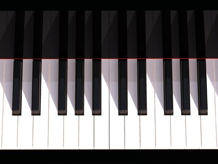 3D rendering of  keyboard on black pianoの写真素材