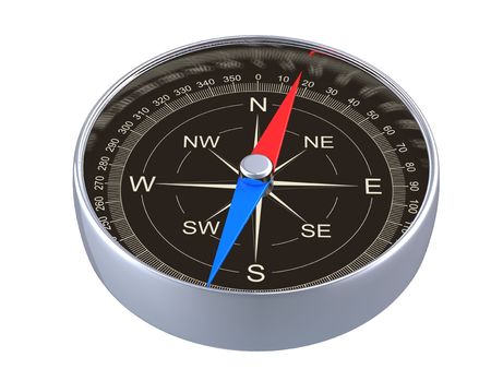 3D rendering of magnetic compass on white backgroundの写真素材