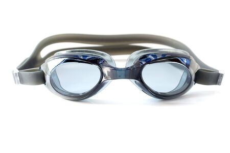 Gray swimming glasses on white backgroundの写真素材