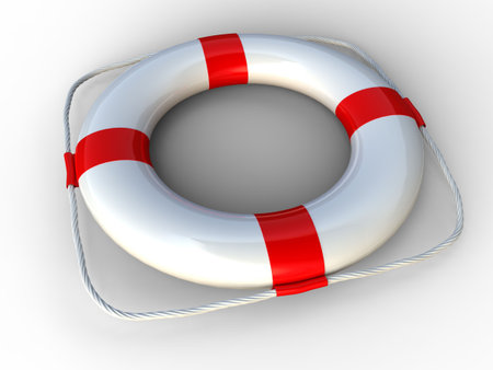 3d rendering of white and red  life belt  
