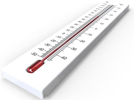 3D rendering of white  thermometer on white backgroundの写真素材