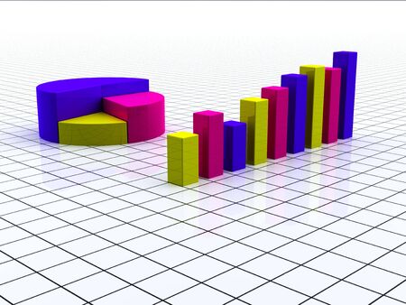 Colorful graph bars on white backgroundの写真素材