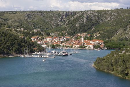 Skradin  historical small  town on river Krka in Croatiaの写真素材