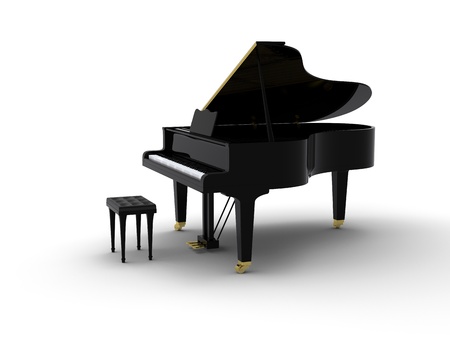 Grand piano on white backgroundの写真素材