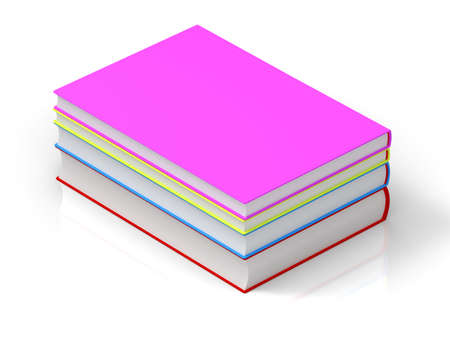 3D rendering colorful books in white backgroundの写真素材