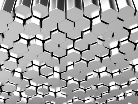 Shiny hexagon metal bars abstract backgroundの写真素材