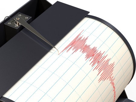 Seismograph instrument recording ground motion during earthquakeの写真素材