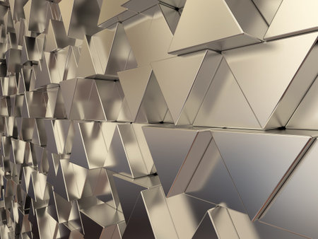 Shiny triangular metal bars abstract background