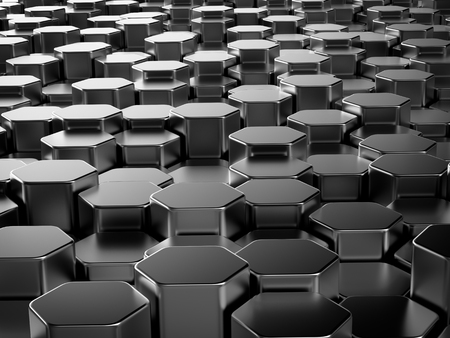 Shiny hexagon metal bars abstract backgroundの写真素材