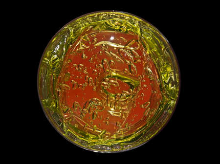 Jelly in circle shape on black backgroundの写真素材