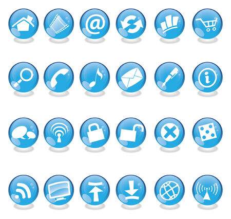 Blue web and computer icons set isolatedのイラスト素材