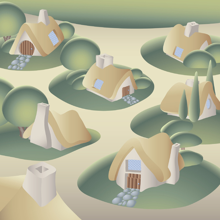 village in the forestのイラスト素材