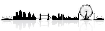 London skyline silhouette isolated on a white background with reflectionsのイラスト素材