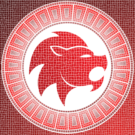 element fire: leo zodiac sign on a mosaicのイラスト素材