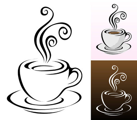 coffee cups icons in different colours & stylesのイラスト素材