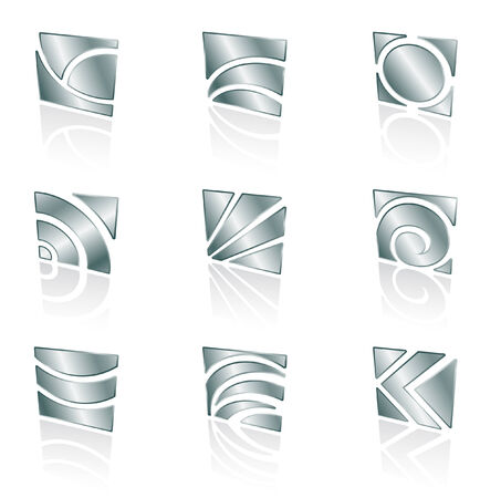 metallic abstract square icons on a white backgroundのイラスト素材