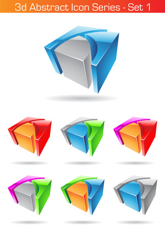 Vector illustration of 3d Abstract Icon Series - Set 1のイラスト素材