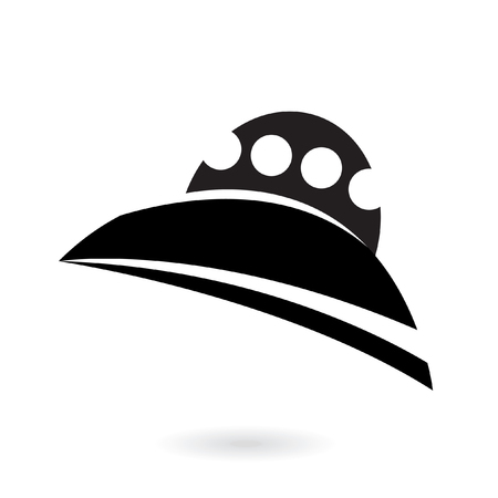 black alien ship icon isolated on whiteのイラスト素材