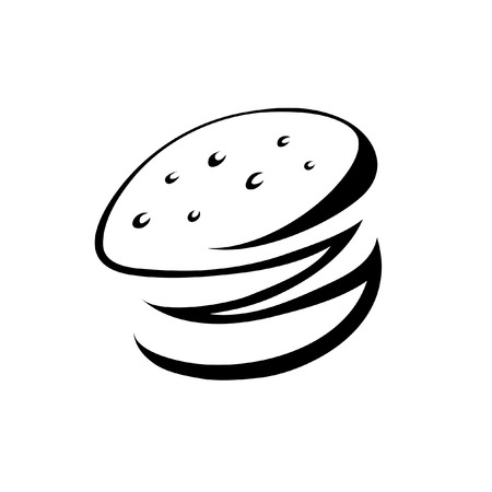 black burger isolated on whiteのイラスト素材