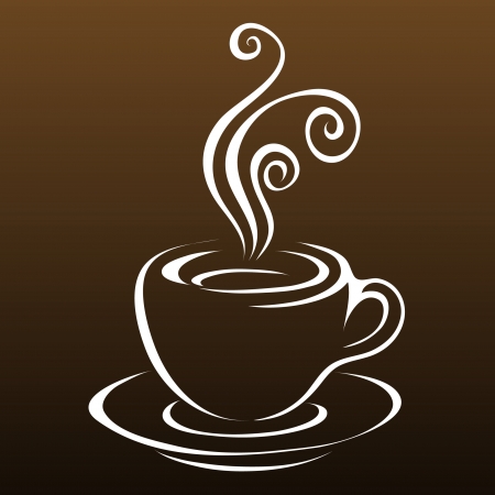 Line art coffee isolated on brownのイラスト素材