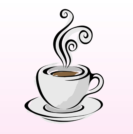 Line art coffee isolated on whiteのイラスト素材