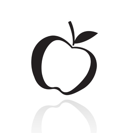 Black line art apple isolated on whiteのイラスト素材