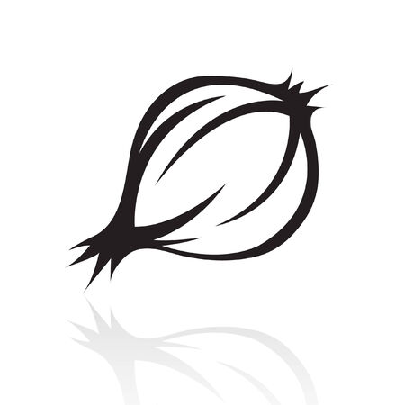 line art black onion isolated on whiteのイラスト素材