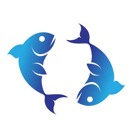 Zodiacs blue pisces isolated on whiteのイラスト素材