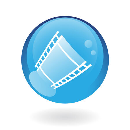 film reel in blue glass button isolated on whiteのイラスト素材