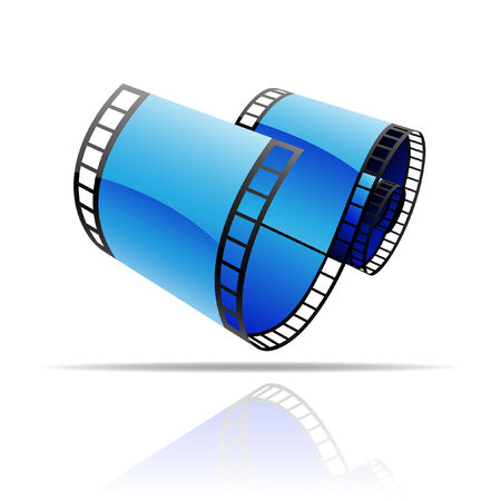 Blue film reel isolated on whiteのイラスト素材
