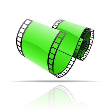 Green film reel isolated on whiteのイラスト素材