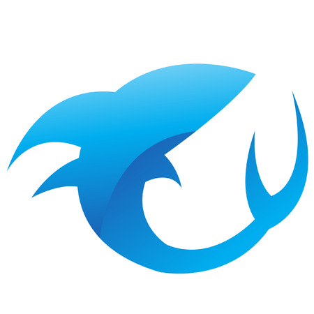 Glossy blue shark isolated on whiteのイラスト素材