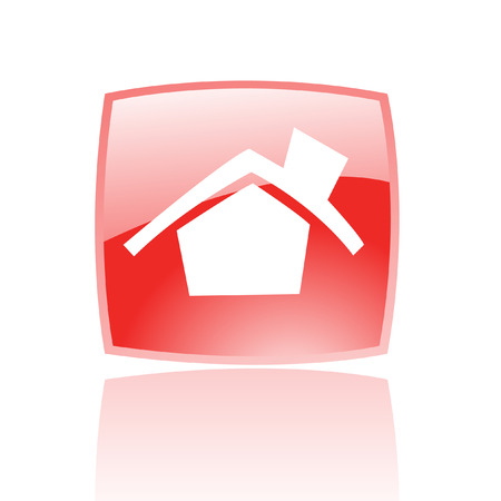 Glossy home in red button isolated on whiteのイラスト素材