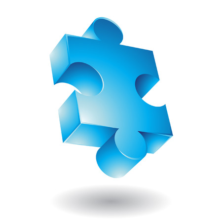 Glossy blue jigsaw isolated on whiteのイラスト素材