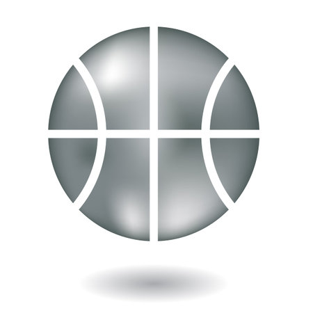 Glossy line art metallic basketball isolated on whiteのイラスト素材