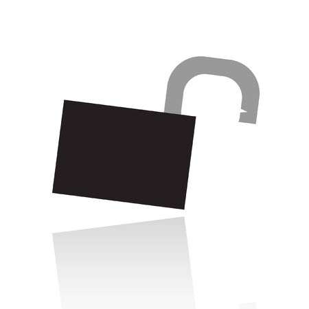 Open black padlock isolated on white backgroundのイラスト素材