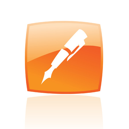 Glossy pen in orange button isolated on whiteのイラスト素材