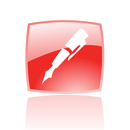 Glossy pen in red button isolated on whiteのイラスト素材
