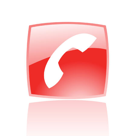 Glossy phone in red button isolated on whiteのイラスト素材