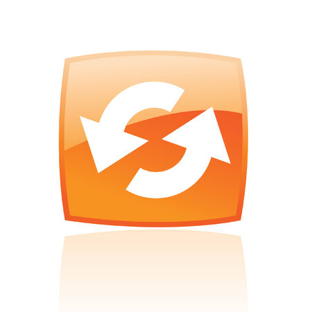 Glossy refresh in orange button isolated on whiteのイラスト素材