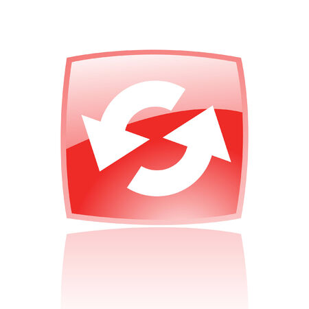 Glossy refresh in red button isolated on whiteのイラスト素材