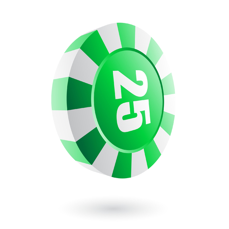 Green roulette chip isolated on whiteのイラスト素材