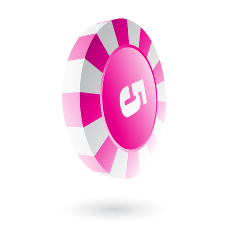 Pink roulette chip isolated on whiteのイラスト素材