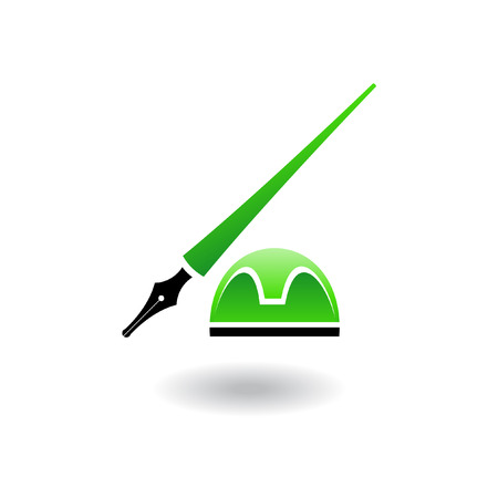 Green ink holder and stand isolated on whiteのイラスト素材
