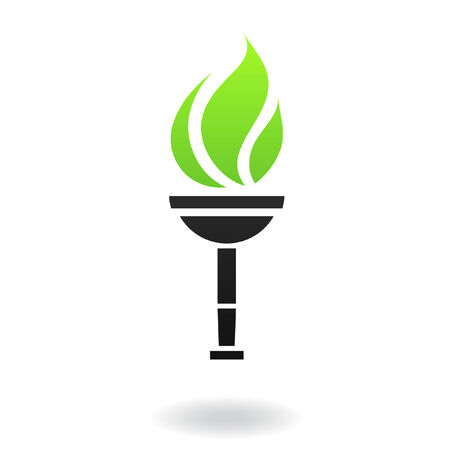 Ancient green and black torch isolated on whiteのイラスト素材