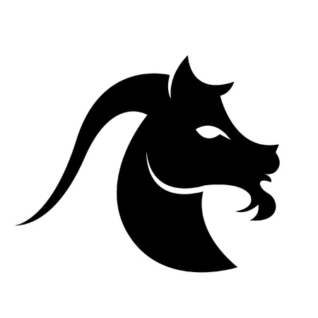 Black capricorn isolated on whiteのイラスト素材