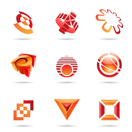 Various red abstract icons isolated on a white backgroundのイラスト素材